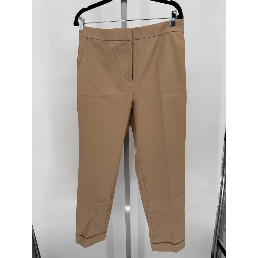 Ann Taylor The Ankle Pants Womens 10 Tan Camel High Rise Slim Leg Cuffed New